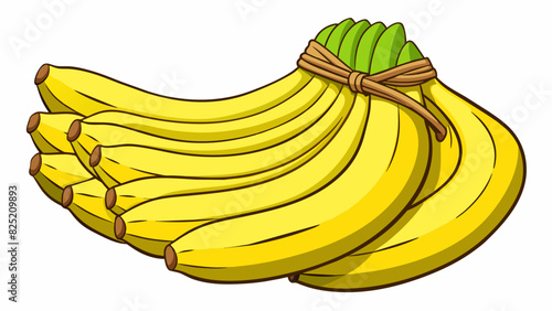 The first deal is a bundle of bananas on sale at the grocery store. The bananas are ripe yellow in color and all similarly sized.. Cartoon Vector.