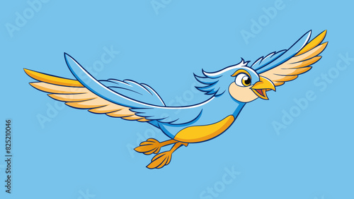 The graceful flight of a soaring bird gliding effortlessly on the wind currents its feathers ruffled by the gentle breeze.. Cartoon Vector.