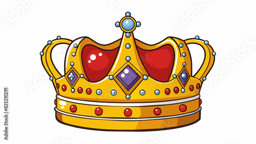 The kings crown with its intricate designs and sparkling jewels was a symbol of his authority and status. His shining armor engraved with the royal. Cartoon Vector.