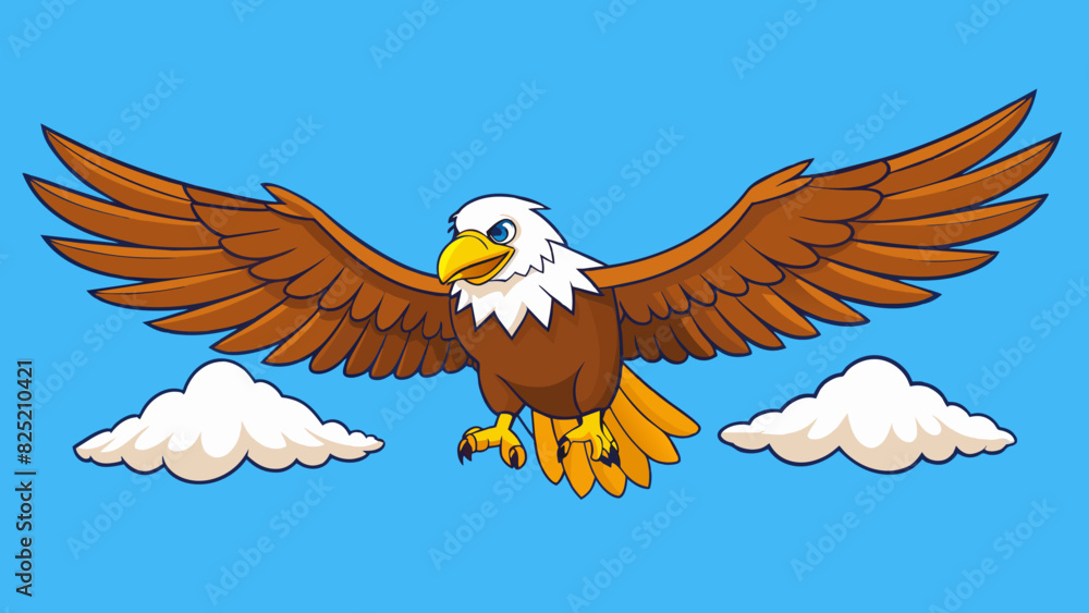 Obraz premium The majestic eagle swooped and soared through the sky its powerful wings spread wide as it glided effortlessly through the air.. Cartoon Vector.