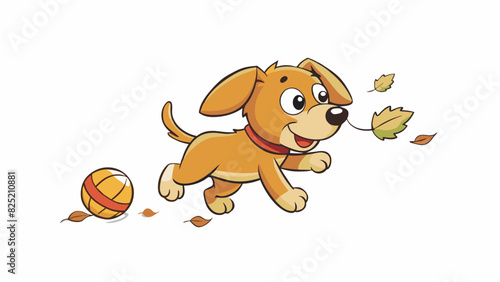 The puppy tends to chase after anything that moves eagerly bounding after fluttering leaves or a bouncing ball with an innocent curiosity.. Cartoon Vector.