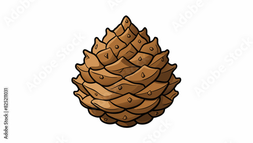The rough rugged texture of a pinecone with its ly points and uneven surface resembling a miniature fortress.. Cartoon Vector.