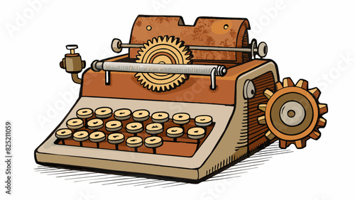 The rusted gears and worn leather ss of the vintage typewriter spoke of a time when technology was simpler. Despite its age the keys still clicked. Cartoon Vector.