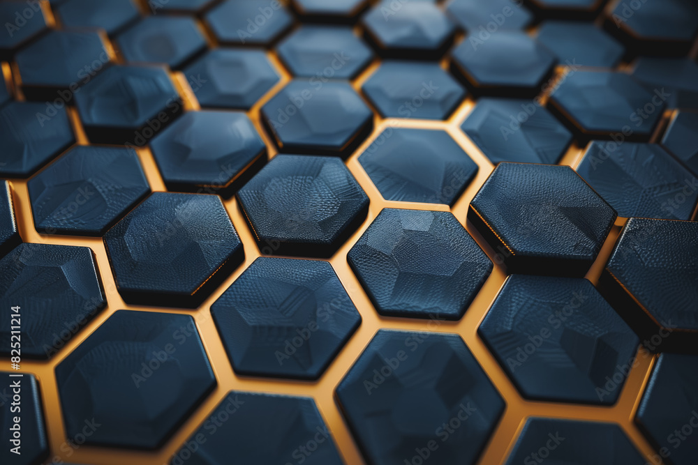 Abstract background of blue and white and a golden honeycomb symbol with a neon graphics background. Abstract background of blue and white and a golden honeycomb symbol with a neon graphics background.