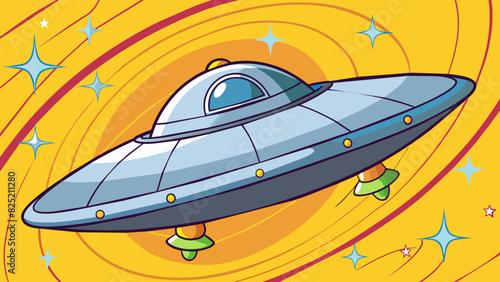 The spaceship was unlike anything ever seen before. Its sleek silver exterior seemed to shimmer under the bright stars and its propulsion system. Cartoon Vector.