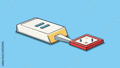 The switch was flipped to the off position ting off the flow of electricity to the lamp. The switch is rectangular and made of white plastic with a. Cartoon Vector.