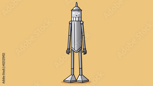 The tall thin structure stood firmly on four legs and was made of sleek silver metal.. Cartoon Vector.