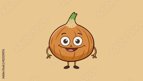 The third ingredient in the recipe is a small round onion with a papery brown skin and a sharp pungent smell.. Cartoon Vector.