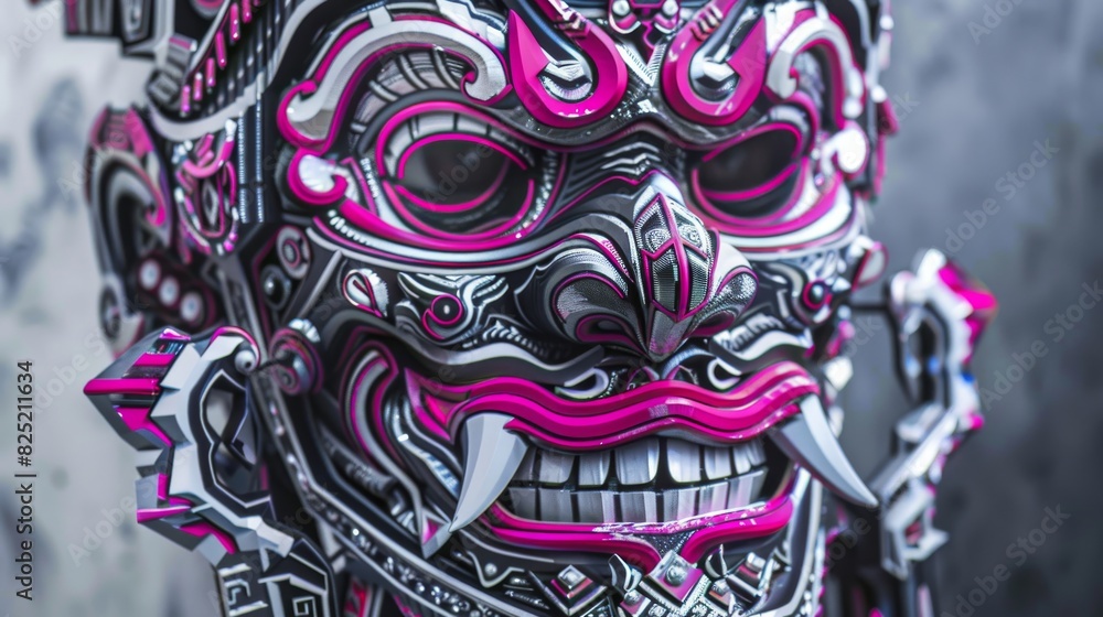 Cyberpunk mask with a grinning face for science fiction or fantasy design Cyberpunk mask with a grinning face for science fiction or fantasy design