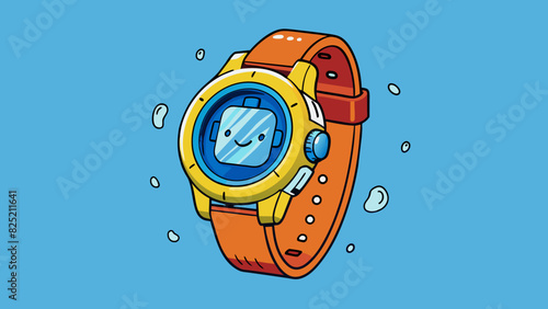 The watch boasted a waterresistant feature allowing the wearer to comfortably wear it while swimming or without worrying about damage.. Cartoon Vector.