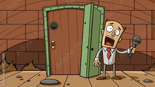 The voice was like a creaky old door rusty and uneven in its pitch adding an eerie quality to the conversation.. Cartoon Vector.