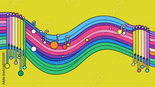 Vibrant chords dancing together like a cascading waterfall of colors and textures.. Cartoon Vector.