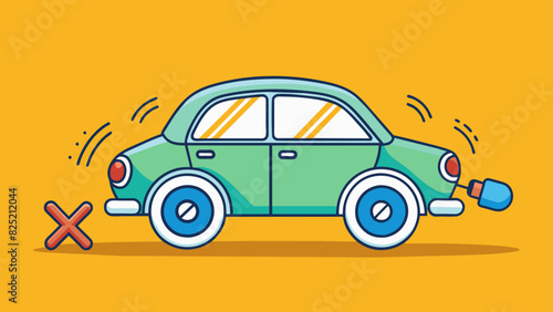 When a cars engine is turned off it enters a state of rest. The wheels stop turning the noise from the engine disappears and the car becomes. Cartoon Vector.