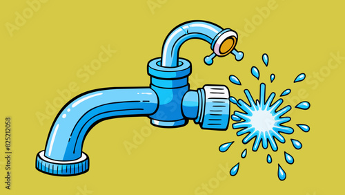 When I turned on the faucet the water immediately rushed out clear and sparkling splashing into the sink and refreshing my tired hands.. Cartoon Vector.