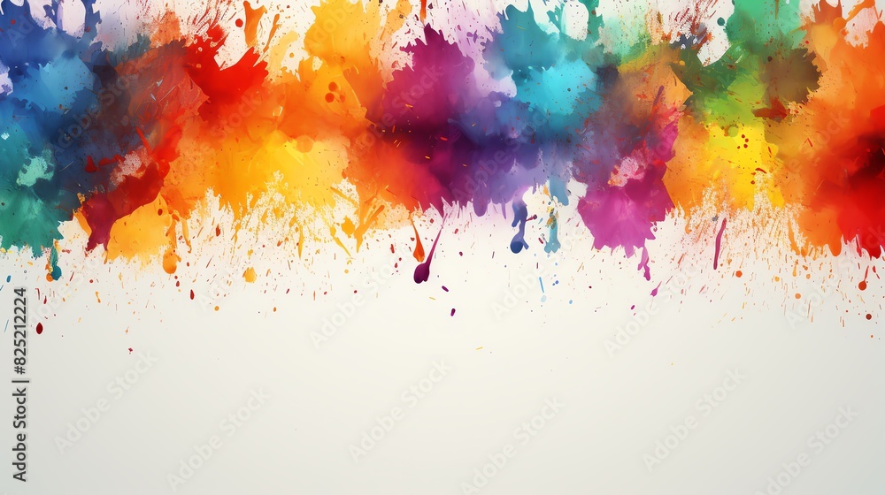 Abstract watercolor background with vibrant colors and splatters.