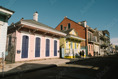 Colorful Houses St. Ann Street in the French Quarter,   New Orleans photo