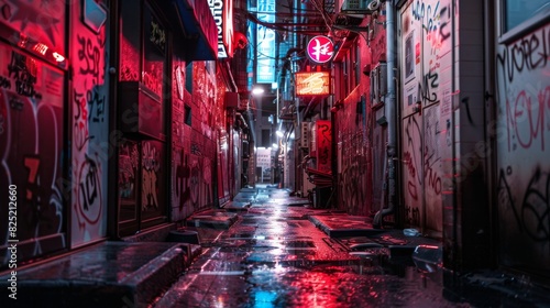 Dark and mysterious alley in a japanese city
