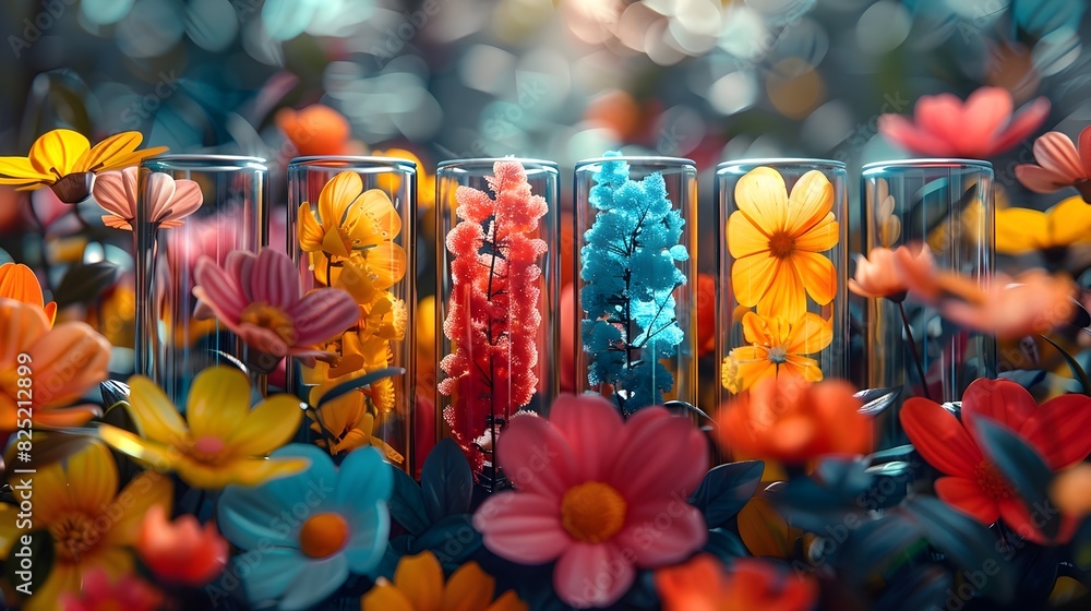 Fototapeta premium Captivating Floral Arrangements in Focused Frames