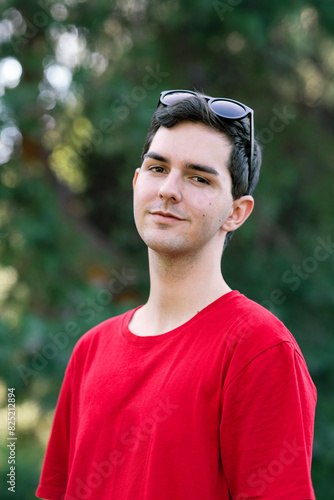 Camera aware portrait of a young guy