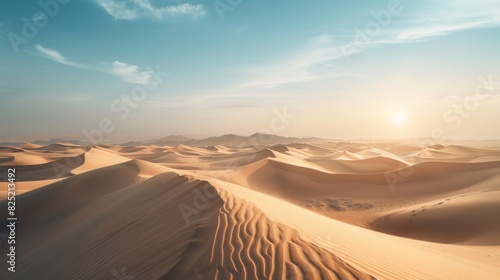 Desert sunset with golden dunes for travel and adventure themed designs