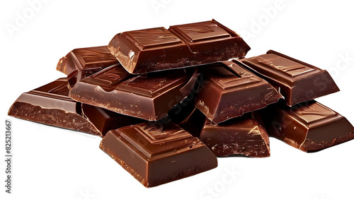 chocolate pieces isolated on white