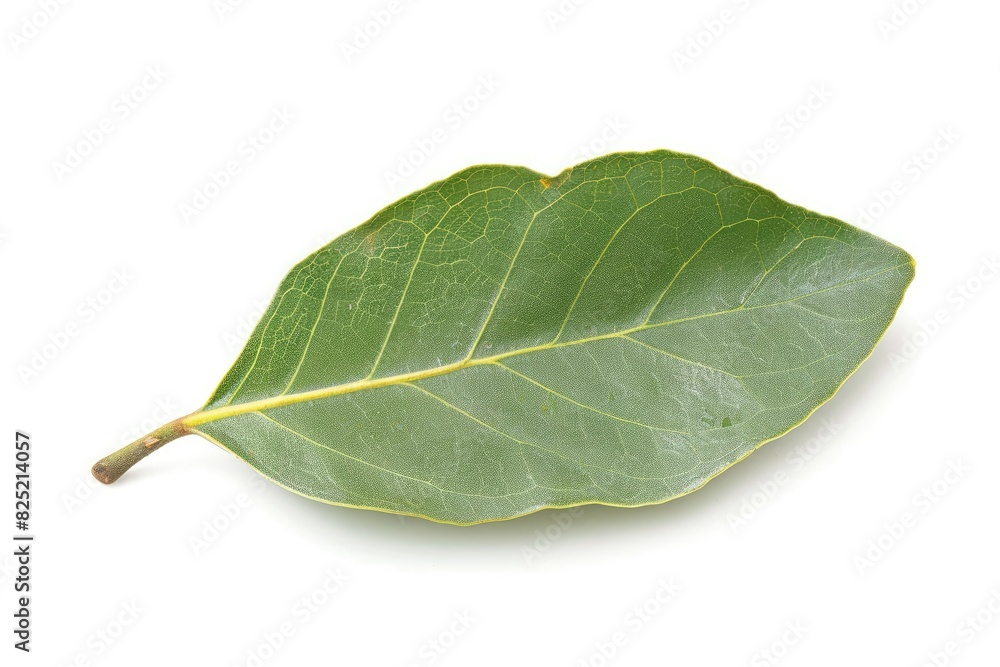 Obraz premium Single bay leaf with a smooth surface isolated on white background