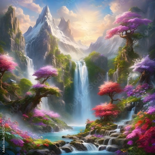 fantasy waterfall in the mountains © EstiPhotos