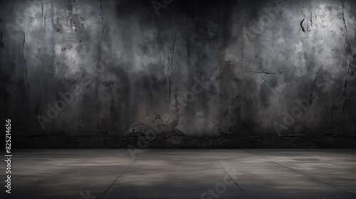 Empty gray concrete wall. Gray concrete wall as background. Abstract design with textured black stone wall background