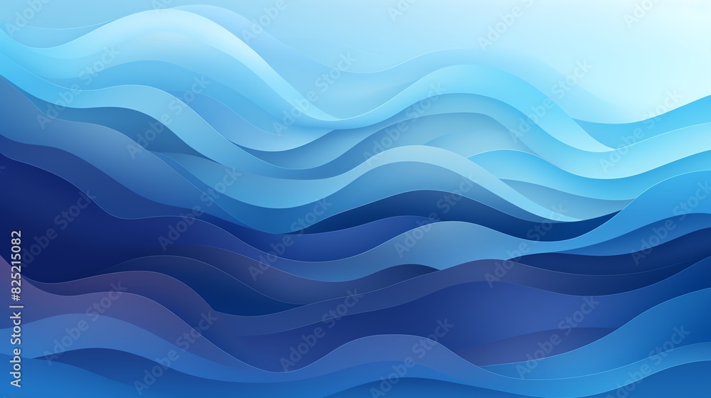 Abstract blue wave background with paper cut style.