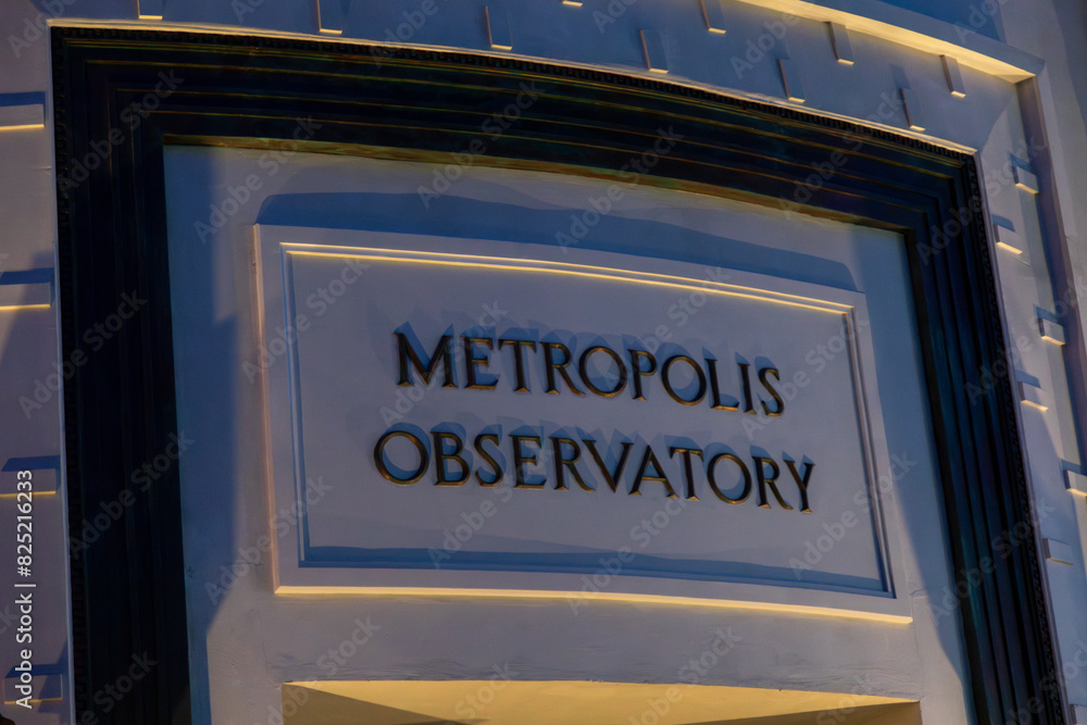 Abu Dhabi, UAE - April 24, 2024: The Metropolis Observatory sign at ...