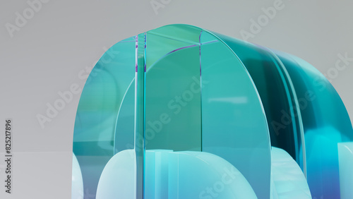 Abstract 3D render of a colorful, glassy sculpture