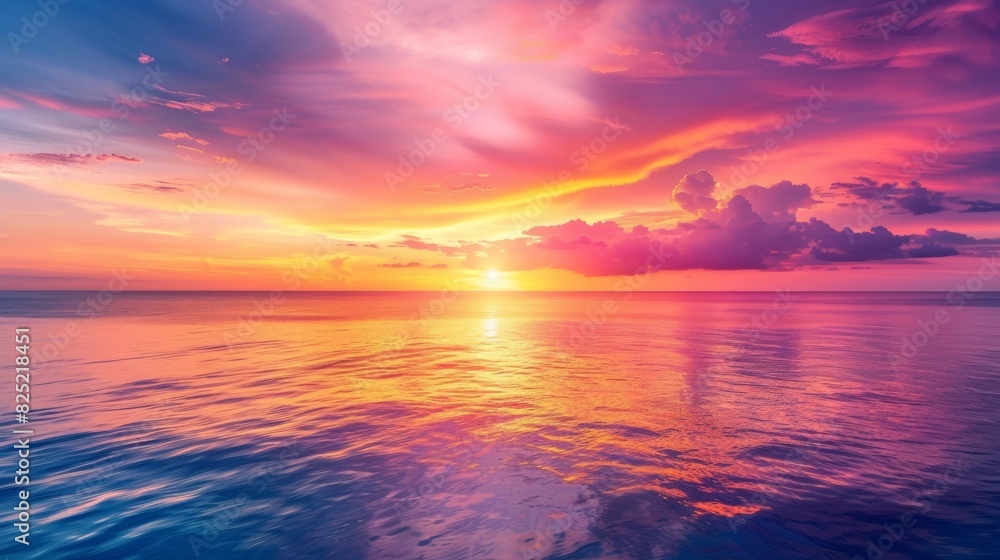 A captivating photo of a vibrant sunset over a tranquil ocean, with hues of orange, pink, and purple reflecting on the calm water, creating a breathtaking spectacle. A captivating photo of a vibrant sunset over a tranquil ocean, with hues of orange, pink, and purple reflecting on the calm water, creating a breathtaking spectacle.