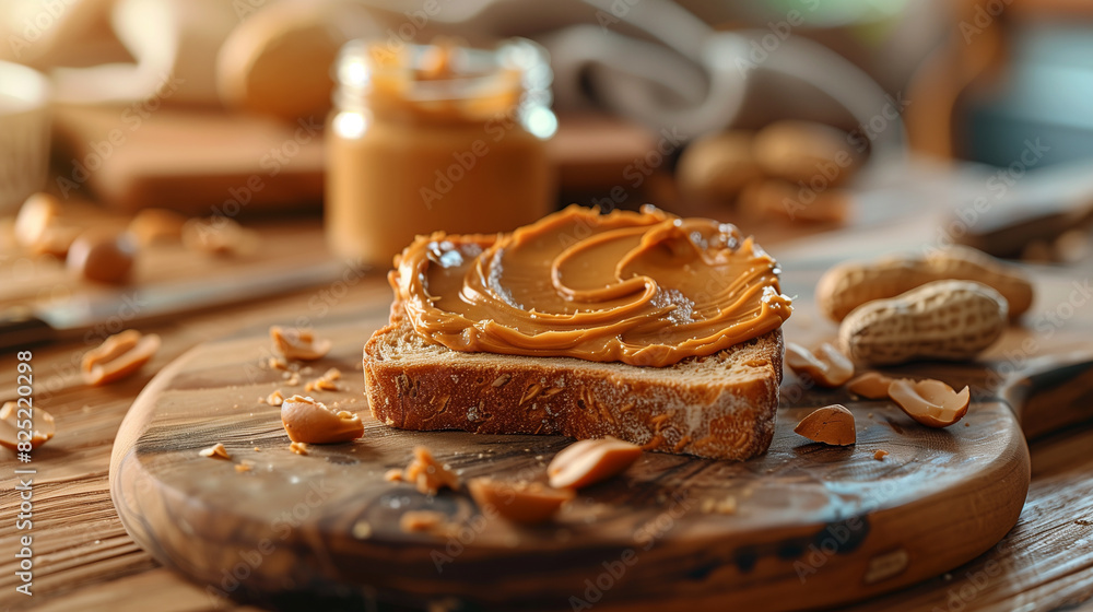 Toast with Rich Spread of Peanut Butter Toast with Rich Spread of Peanut Butter