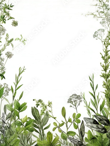 Wallpaper Mural Green leafy frame with white background. Torontodigital.ca