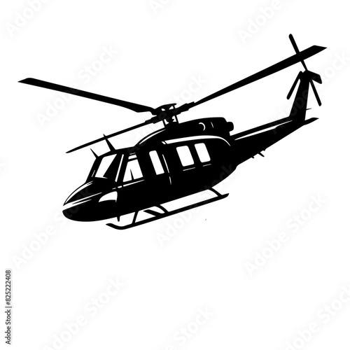 "HELICOPTER vector silhouette on white background"