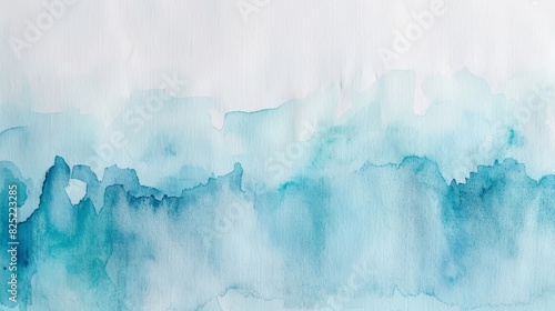Watercolor illustration of an abstract teal wash, featuring various shades and gradients with a fluid, organic composition. photo
