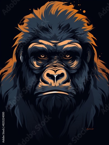 t-shirt design  simple  clean graphic design of a cute animal for a T-shirt  no background  vector   gorilla 