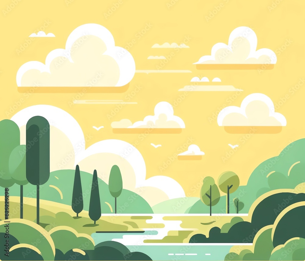 Fototapeta premium A flat design illustration a River