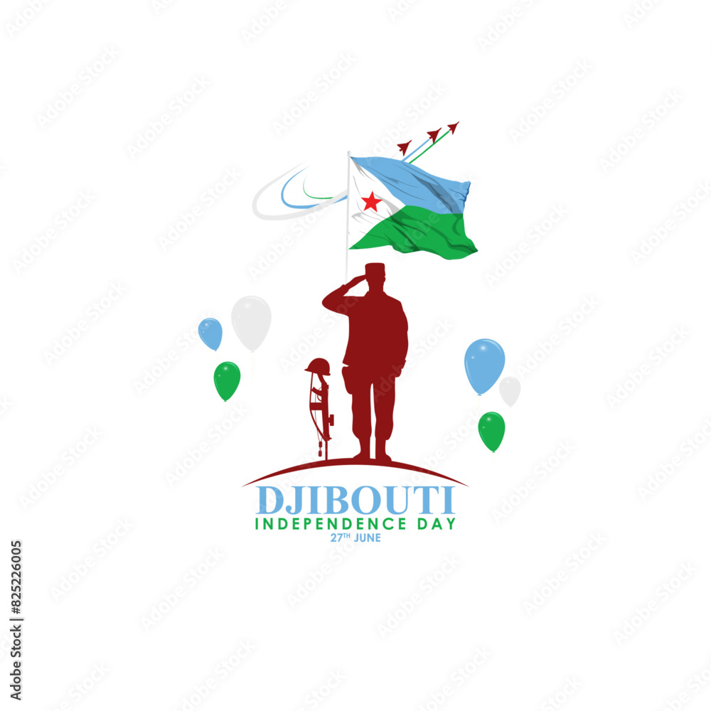 Fototapeta premium Vector illustration of Djibouti Independence Day social media feed template