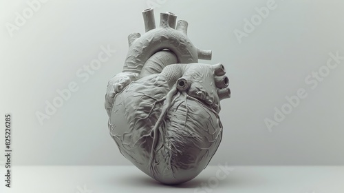 Clarity in Heart Anatomy: Minimalist Art Detailing the Human Heart's Structure - Ideal for Medical and Art Platforms photo