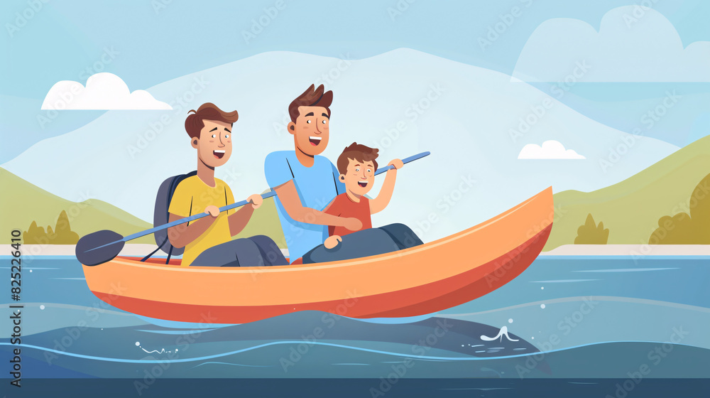 Obraz premium LGBTQ_parents_and_their_child_enjoying_a_family