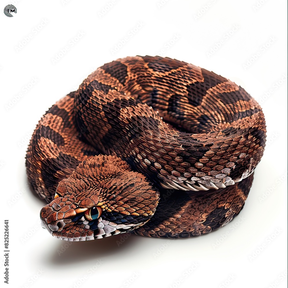Obraz premium Death Adder in studio, isolated, white background, no shadow, no logo