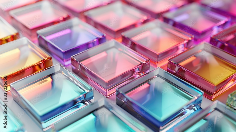 Colorful glass tiles in a grid pattern. Colorful glass tiles in a grid pattern.
