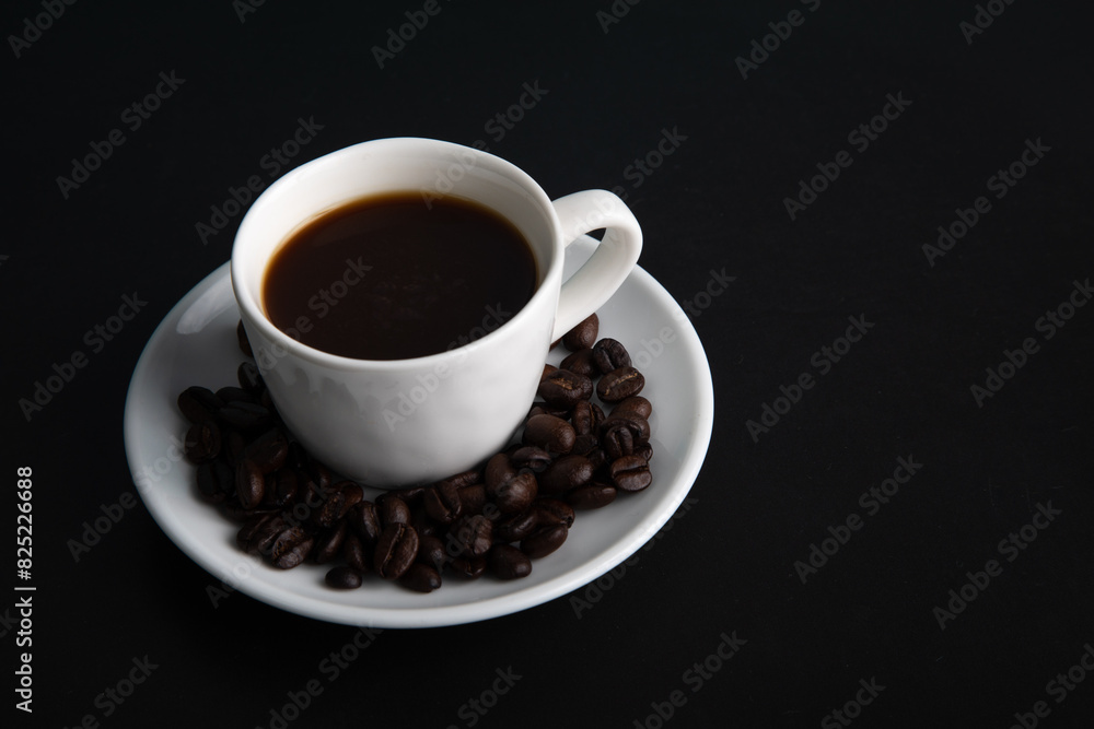 Little white Cup of black expresso coffee