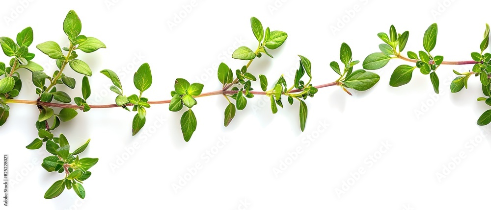 Thyme sprig with empty copyspace, isolated on white background Thyme sprig with empty copyspace, isolated on white background