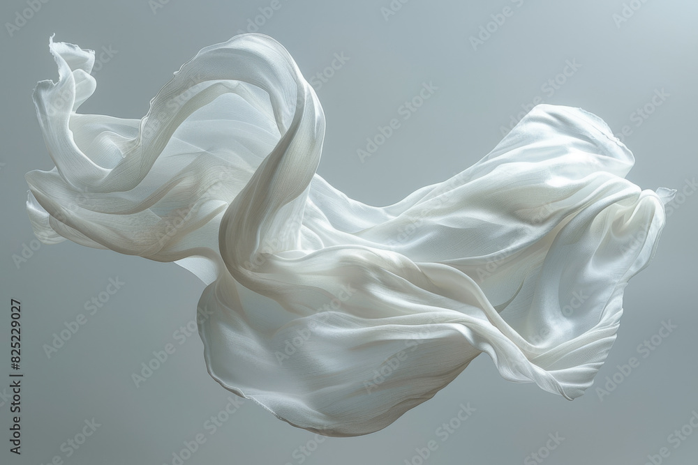 Naklejka premium Delicate White Cloth Undulating in the Air