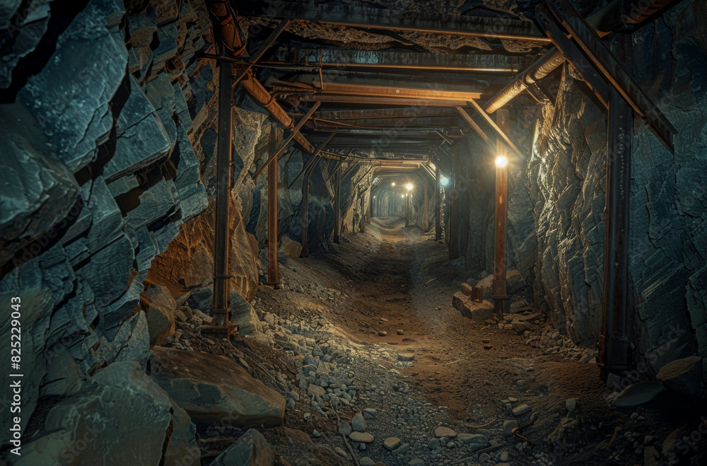 Tunnel in a historic coal mine. Tunnel in a historic coal mine.