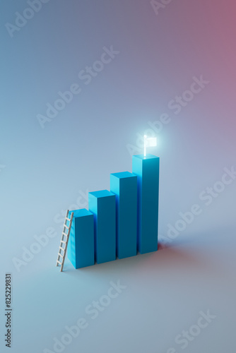 Climbing to Success - 3D Bar Graph with Ladder