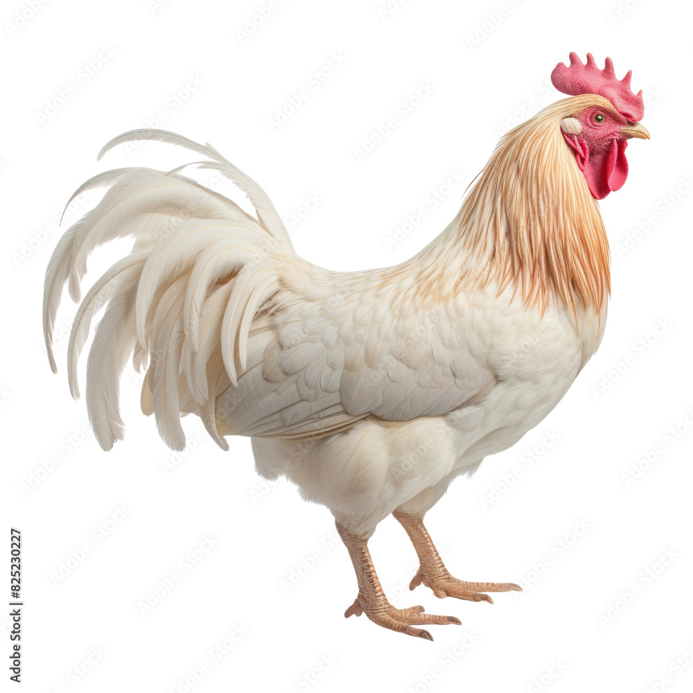 Fototapeta premium white rooster isolated on transparent background cutout