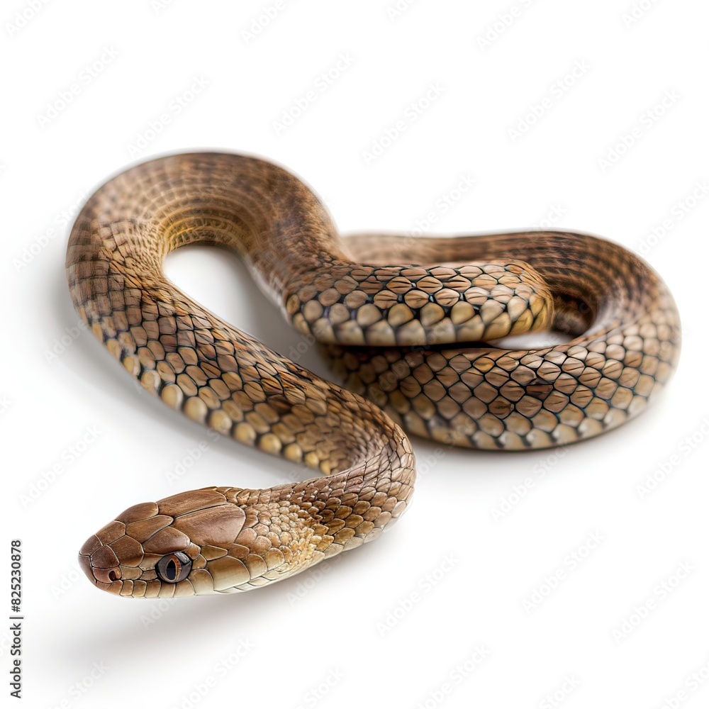Obraz premium Eastern Brown Snake in studio, isolated, white background, no shadow, no logo